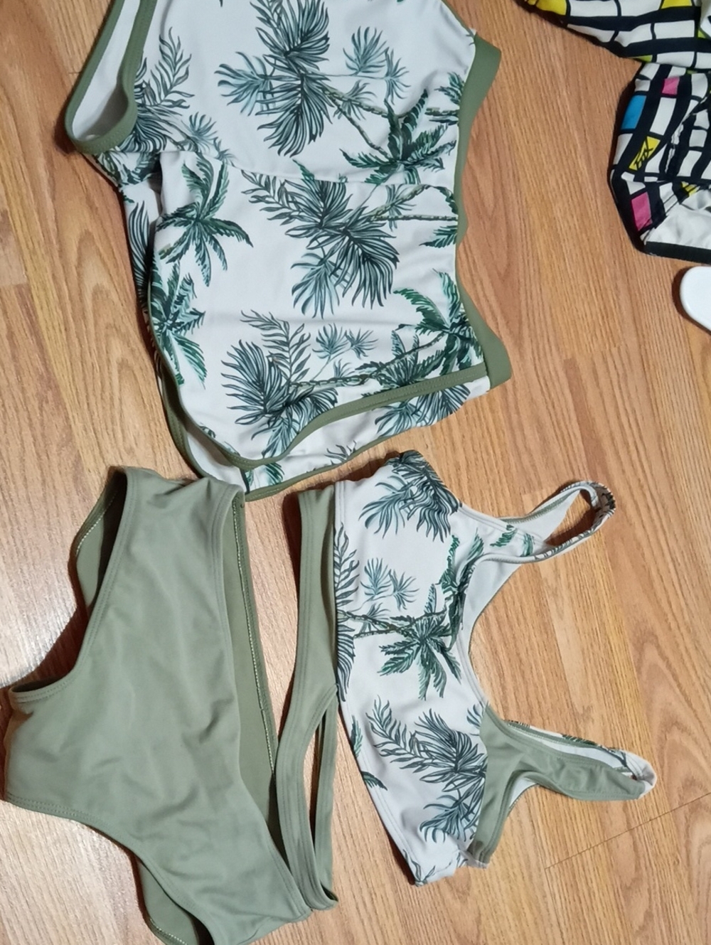 Green Palm Print Two-Piece Bikini Set